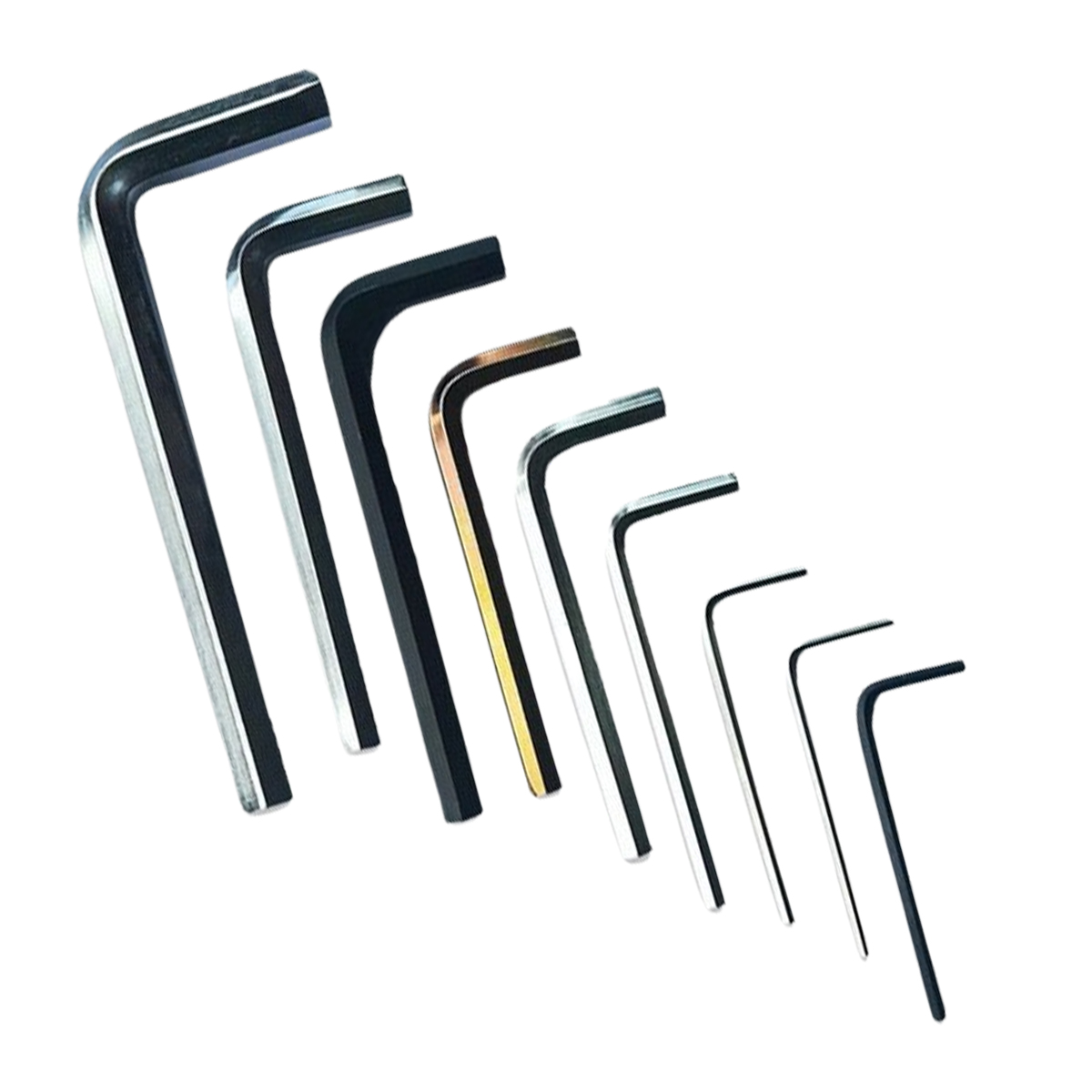 Metric Imperial 0.7mm 3mm 60mm Black Nickel Plated Screw AllenTorx Wrench L Shape Hex Key